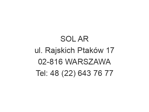 SOL AR ul. Rajskich Ptaków 17 