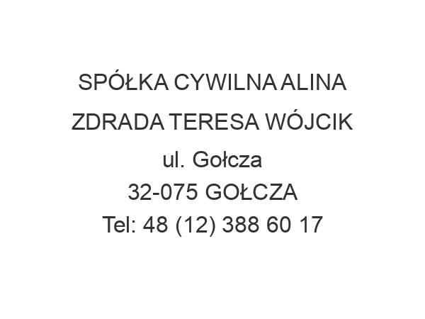 SPÓŁKA CYWILNA ALINA ZDRADA TERESA WÓJCIK ul. Gołcza 