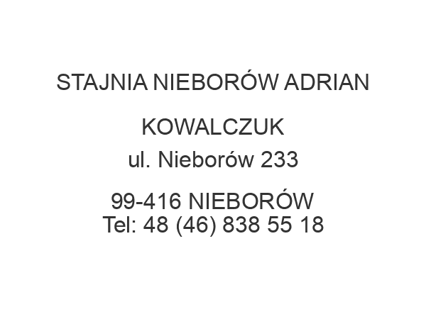 STAJNIA NIEBORÓW ADRIAN KOWALCZUK ul. Nieborów 233 