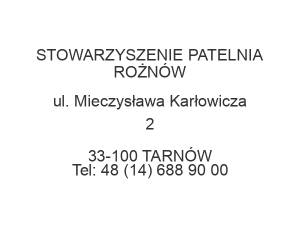 STOWARZYSZENIE PATELNIA ROŻNÓW ul. Mieczysława Karłowicza 2 