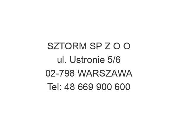 SZTORM SP Z O O ul. Ustronie 5/6 