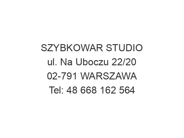 SZYBKOWAR STUDIO ul. Na Uboczu 22/20 