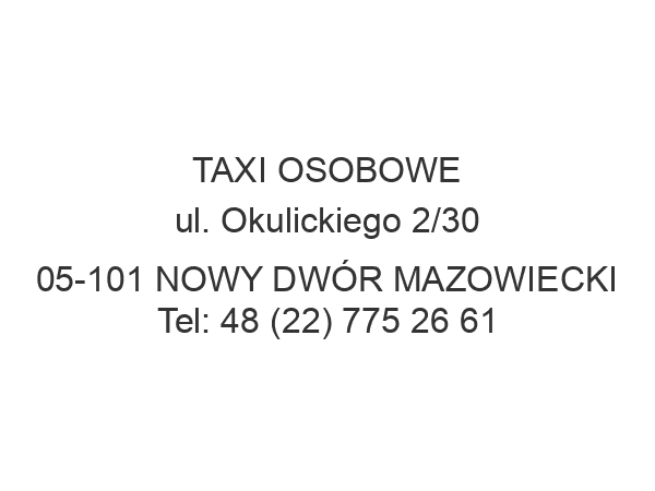 TAXI OSOBOWE ul. Okulickiego 2/30 