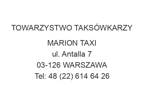 TOWARZYSTWO TAKSÓWKARZY MARION TAXI ul. Antalla 7 