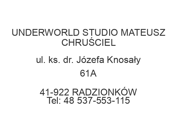 UNDERWORLD STUDIO MATEUSZ CHRUŚCIEL ul. ks. dr. Józefa Knosały 61A 