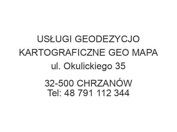 USŁUGI GEODEZYCJO KARTOGRAFICZNE GEO MAPA ul. Okulickiego 35 