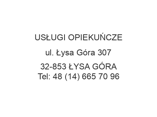 USŁUGI OPIEKUŃCZE ul. Łysa Góra 307 