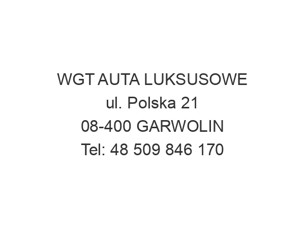 WGT AUTA LUKSUSOWE ul. Polska 21 