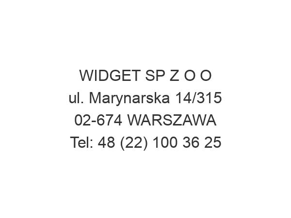 WIDGET SP Z O O ul. Marynarska 14/315 