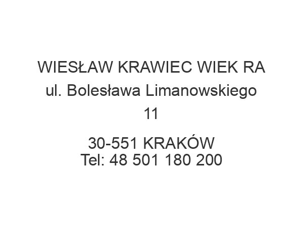 WIESŁAW KRAWIEC WIEK RA ul. Bolesława Limanowskiego 11 