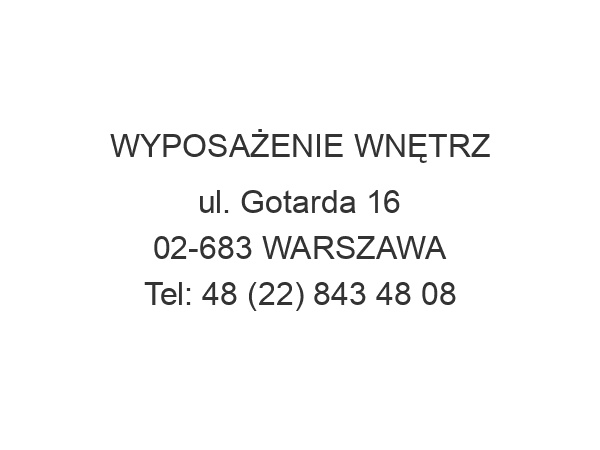 WYPOSAŻENIE WNĘTRZ ul. Gotarda 16 