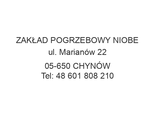 ZAKŁAD POGRZEBOWY NIOBE ul. Marianów 22 