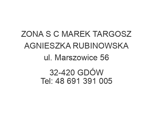 ZONA S C MAREK TARGOSZ AGNIESZKA RUBINOWSKA ul. Marszowice 56 